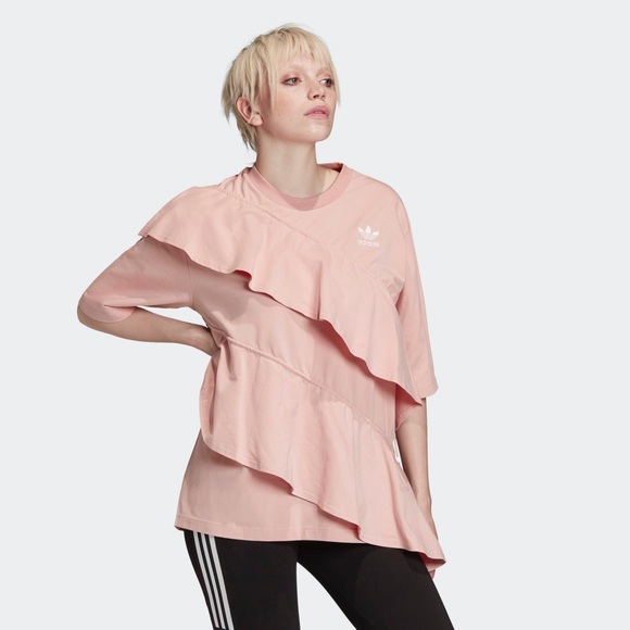 adidas Tops Adidas X J Koo Asymmetrical Pink Ruffle Tee Poshmark